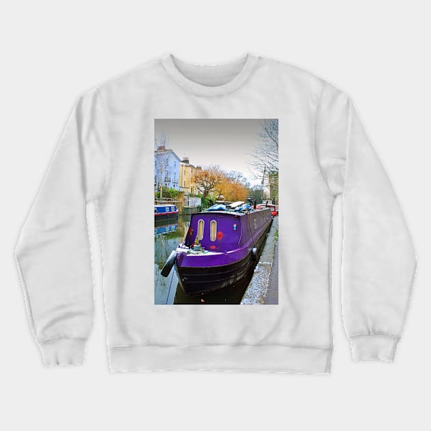 Narrow Boats Regent's Canal Camden London Crewneck Sweatshirt by AndyEvansPhotos